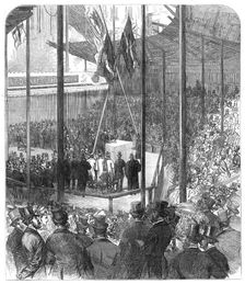 Prince Arthur laying the foundation-stone of the new Exchange Buildings at Leeds, 1872. Creator: Unknown
