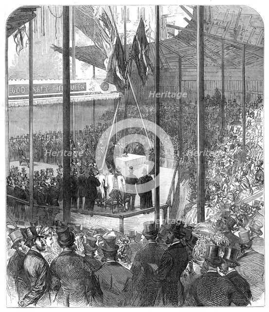 Prince Arthur laying the foundation-stone of the new Exchange Buildings at Leeds, 1872. Creator: Unknown.