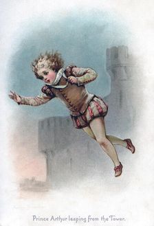 Prince Arthur leaping from the Tower 1897.Artist: Frances Brundage
