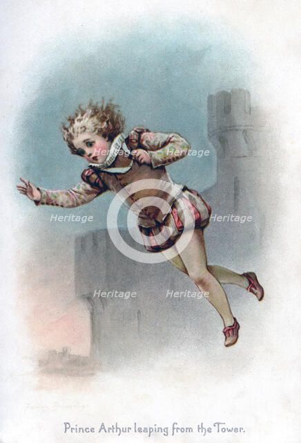 'Prince Arthur leaping from the Tower', 1897.Artist: Frances Brundage