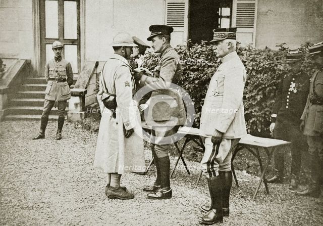 Prince Arthur of Connaught decorating a French sergeant, France, World War I, c1914-c1918. Creator: Unknown.