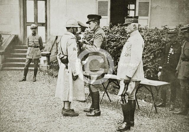 Prince Arthur of Connaught decorating a French sergeant, France, World War I, c1914-c1918. Artist: Unknown
