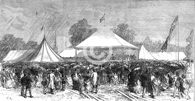 Prince Arthur opening of the Birmingham exhibition of the Royal Horticultural Society, 1872. Creator: Unknown.