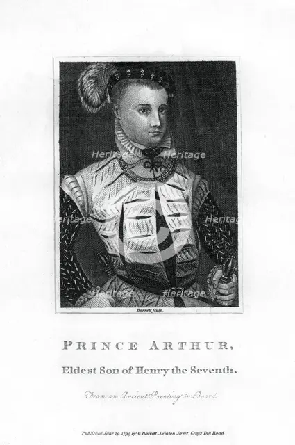 Prince Arthur, Prince of Wales, eldest son of Henry VII, (1795).Artist: Barrett
