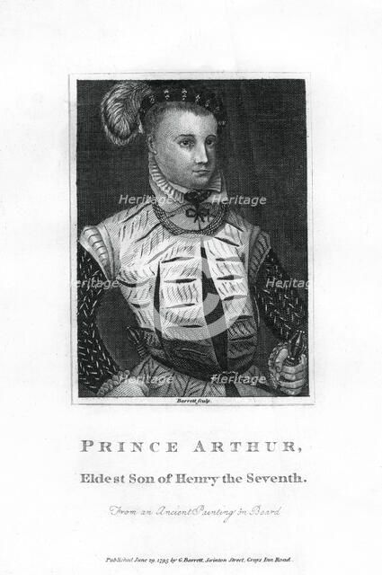 Prince Arthur, Prince of Wales, eldest son of Henry VII, (1795).Artist: Barrett