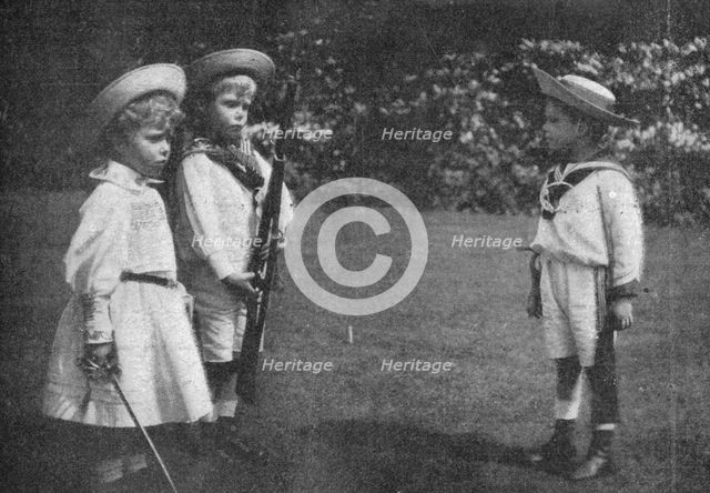 'Prince Bertie of York drilling his brother and sister', 1900. Artist: Biograph Company.