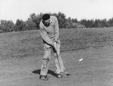 Prince Bertil of Sweden playing golf, Båstad, Sweden, 1973