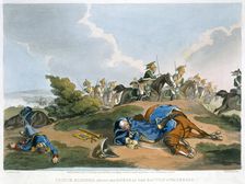 Prince Blucher under his Horse at the Battle of Waterloo 1815. Artist: Matthew Dubourg