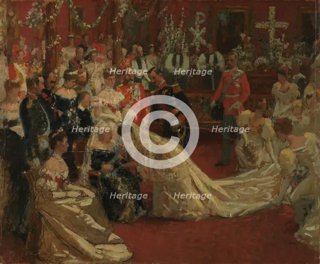Prince Carl and Princess Maud's wedding, probably 1896-1897. Creator: Laurits Tuxen.