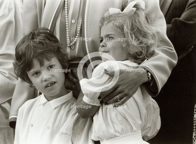 Prince Carl Philip and Princess Madeleine of Sweden, 1986. Creator: Unknown.