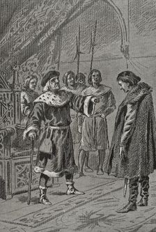 Prince Charles of Viana before his father, King John II of Aragon, in Lérida (Lleida), 1460 (1890). Creator: Unknown