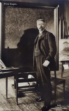 Prince Eugen of Sweden, in front of his easel in his home, Waldemarsudde, Stockholm, 1911. Creator: Hofatelier Jaeger