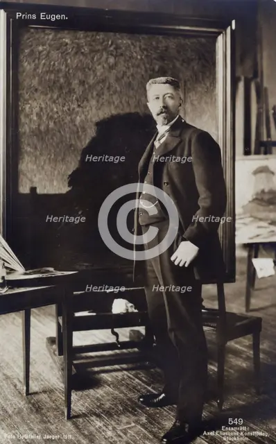 Prince Eugen of Sweden, in front of his easel in his home, Waldemarsudde, Stockholm, 1911. Creator: Hofatelier Jaeger.