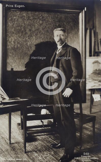 Prince Eugen of Sweden, in front of his easel in his home, Waldemarsudde, Stockholm, 1911. Artist: Hofatelier Jaeger
