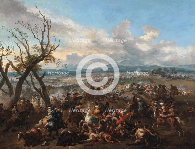 Prince Eugene of Savoy leading a charge near Belgrade during the Siege of 1717. Creator: Huchtenburgh, Jan van (1647-1733).