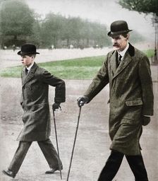Prince Edward walking with Mr HP Hansell, his tutor, at Auteuil, France, 1912 (1936). Creator: Unknown