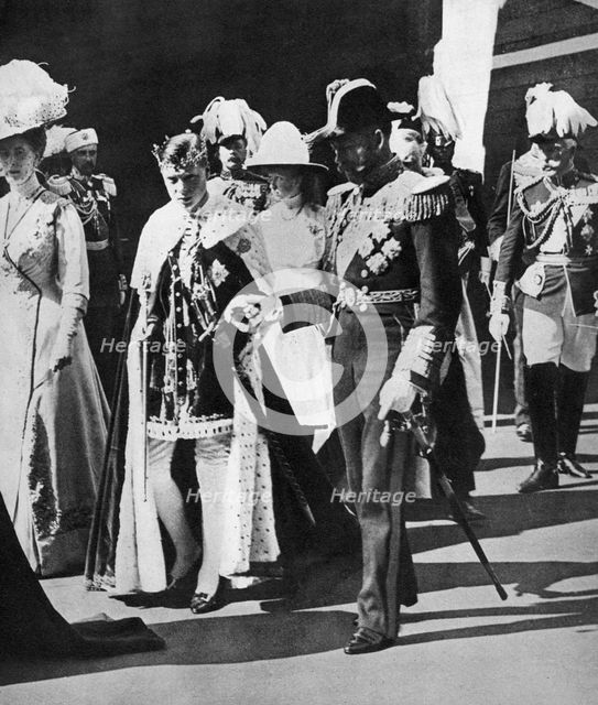 Prince Edward's investiture as Prince of Wales, 1911. Artist: Unknown