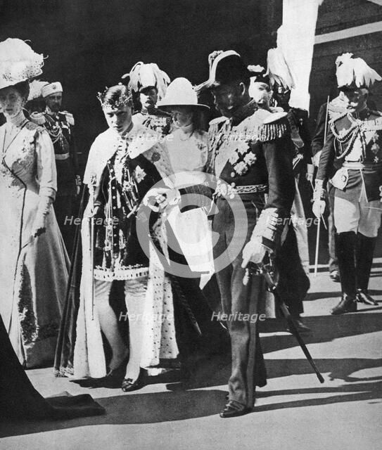 Prince Edward's investiture as Prince of Wales, 1911. Artist: Unknown