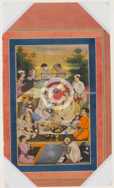 Prince Feasting on a Balcony, Folio from the Davis Album, late 17th-early 18th century. Creator: Unknown.