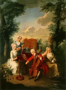Prince Frederick Louis, Prince of Wales, playing the cello at Kew Palace, c1733-1750, (1942). Creator: Philippe Mercier