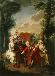Prince Frederick Louis, Prince of Wales, playing the cello at Kew Palace, c1733-1750, (1942). Creator: Philippe Mercier