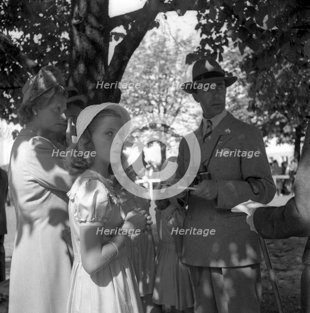 Prince Gustav Adolf visiting Jägersro racecourse, Malmö, Sweden, 1945. Creator: Otto Ohm.