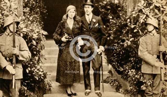 'Prince Gustav Adolf of Sweden and Princess Sybille of Coburg drew together at their wedding in Nove Creator: Unknown.