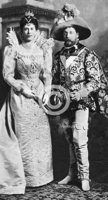 Prince George and Mary of Teck in fancy dress, Devonshire House Ball, 1897. Artist: Unknown