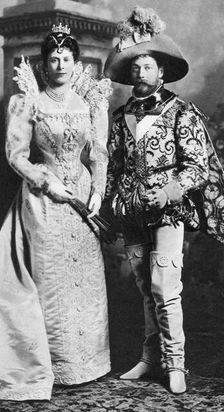 Prince George and Mary of Teck in fancy dress, Devonshire House Ball, 1897