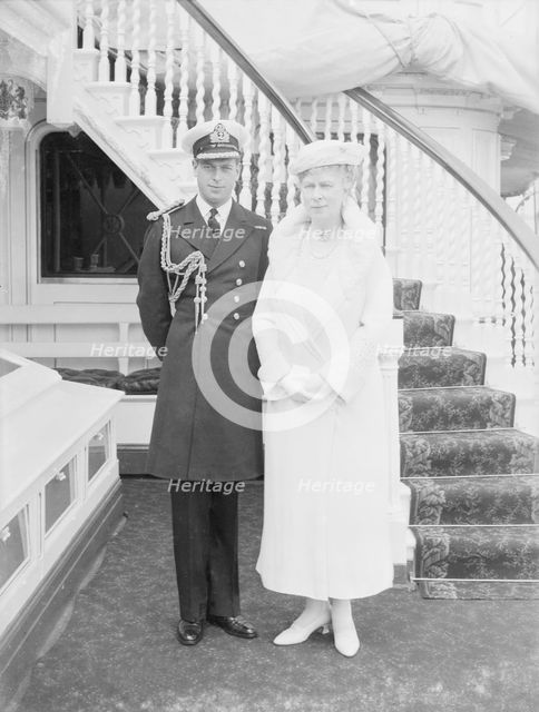 Prince George and Queen Mary aboard 'HMY Victoria and Albert', c1933. Creator: Kirk & Sons of Cowes.