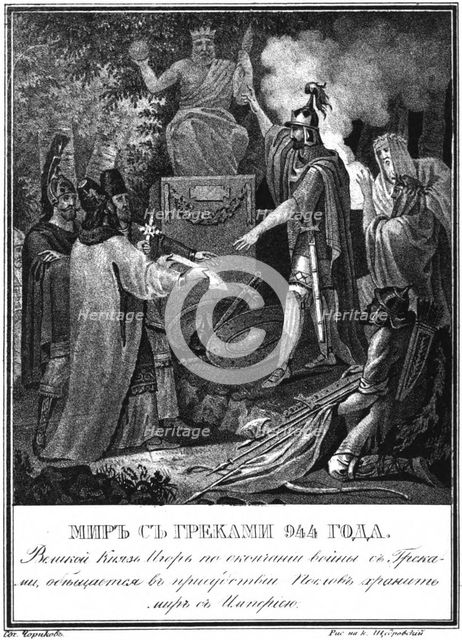 Prince Igor makes peace with Byzantium. 944 (From Illustrated Karamzin), 1836. Artist: Chorikov, Boris Artemyevich (1802-1866)