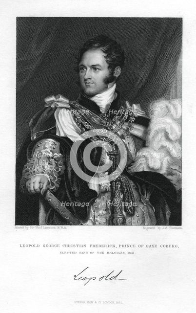 Prince Leopold of Saxe-Coburg-Saalfeld, 1831.Artist: J Thomson