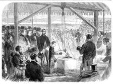 Prince Leopold laying the Foundation-Stone of a new infirmary at Bishop's Waltham, Hants., 1864. Creator: Unknown