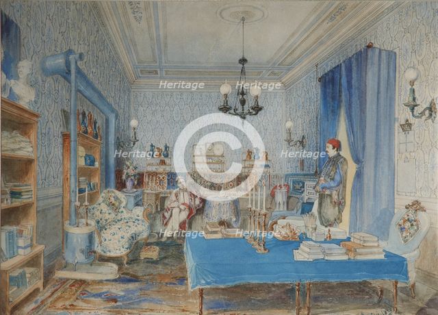 Prince Pavel Petrovich Vyazemsky in his study in Constantinople, 1850. Artist: Preziosi, Amedeo (1816-1882)