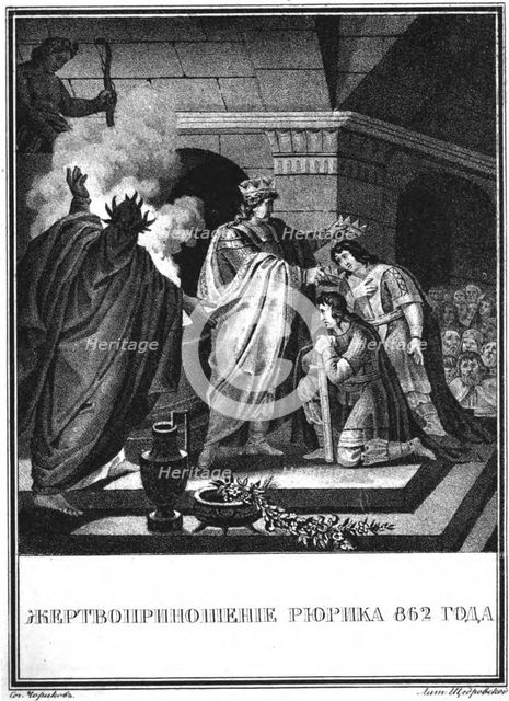 Prince Rurik's sacrifice. 862 (From Illustrated Karamzin), 1836. Artist: Chorikov, Boris Artemyevich (1802-1866)