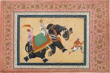 Prince Riding an Elephant, 16th-17th century. Creator: Khem Karan