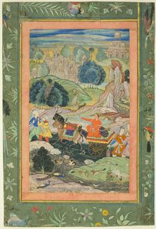 Prince Riding in Chariot Drawn by Goats, c. 1585. Creator: Unknown