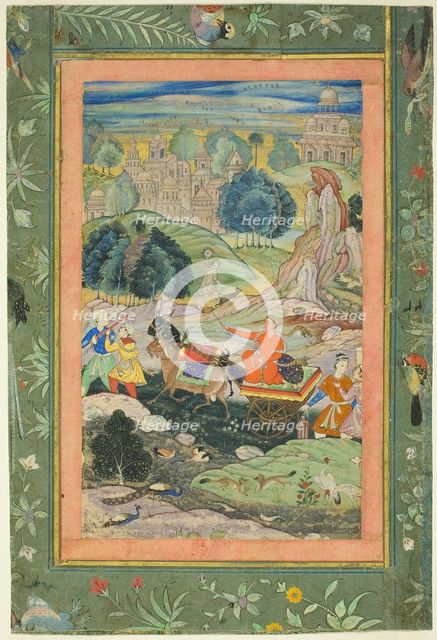 Prince Riding in Chariot Drawn by Goats, c. 1585. Creator: Unknown.