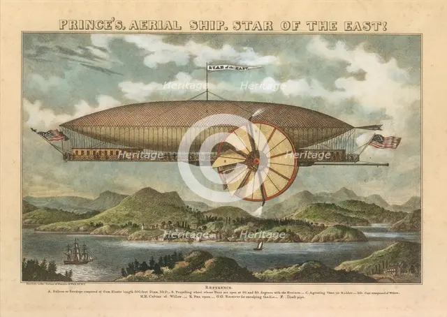 Prince's Aerial Ship. Star of the East!, 19th century., 19th century. Creator: Norris's Lithography.