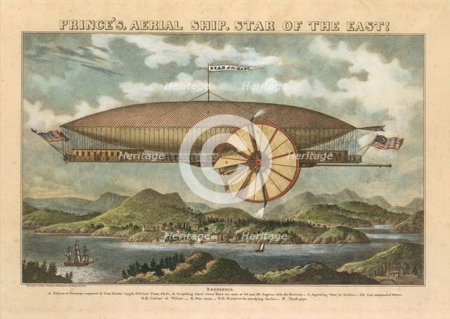 Prince's Aerial Ship. Star of the East!, 19th century., 19th century. Creator: Norris's Lithography.