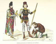 Prince, squire and servants in the 15th century, (1882). Creator: Unknown