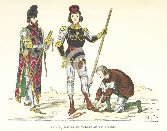 Prince, squire and servants in the 15th century, (1882).  Creator: Unknown.