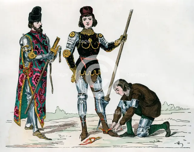 Prince, squire and valet, 15th century (1882-1884). Artist: Unknown