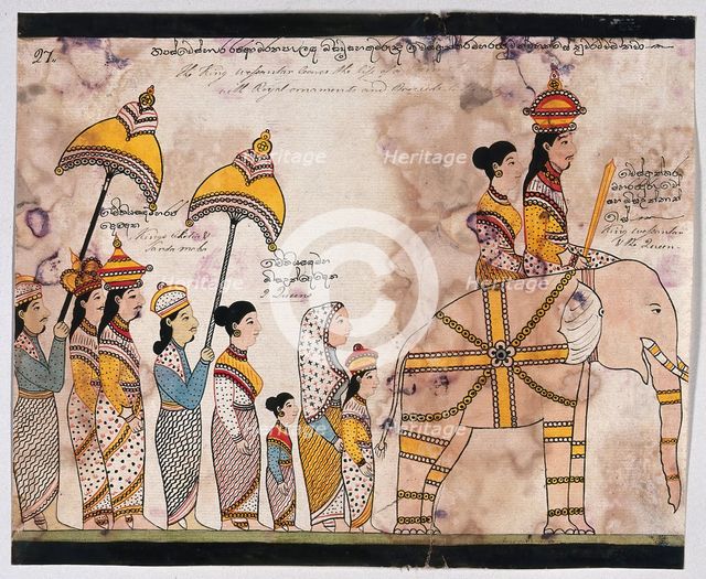 Prince Vessantara leaves the life of a hermit and returns to the city, 1815. Creator: Unknown.