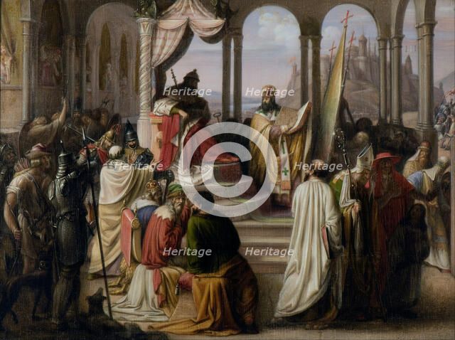 Prince Vladimir chooses a religion in 988 (A religious dispute in the Russian court), 1822. Artist: Eggink, Johann Leberecht (1781/87-1867)