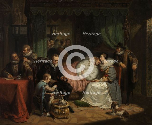 Prince William I nursed by his Wife Charlotte de Bourbon after the Abortive Attempt on his Life by J Creator: Nicolaas Pieneman.