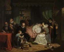 Prince William I nursed by his Wife Charlotte de Bourbon after the Abortive Attempt on his Life by J Creator: Nicolaas Pieneman