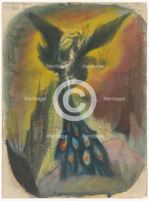 Princess carried away by a monster with a peacock's tail, 1940-1944. Creator: Ján Novák.
