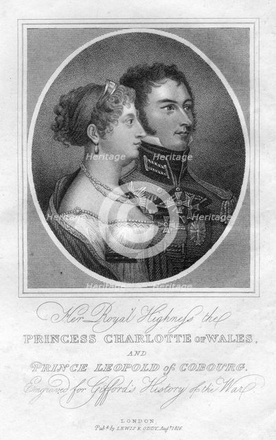 Princess Charlotte of Wales and Prince Leopold of Saxe-Coburg, 1816. Artist: Unknown
