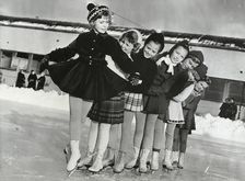 Princess Christina of Sweden, the ice princess, with friends, 1953